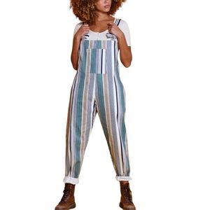 LUCY & YAK Green/Blue Striped Overalls